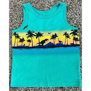 Boy's Falls Creek Dino Tank Blue Yellow Animals Teal (818)